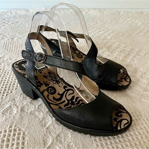 Women’s Black Peep-Toe Slingback Heels - US40 / 9.5